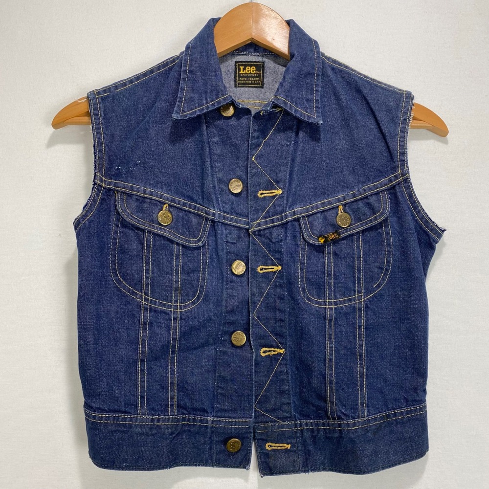VTG Lee Denim Sanforized Jean Sleeveless Jacket  Womens S‎ Destressed Union Made